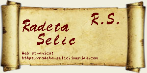 Radeta Selić vizit kartica